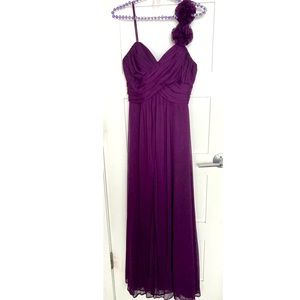 Maxi dark purple sheer one shoulder dress